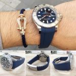 RUBBER B blue rubber strap 20mm for Rolex Yacht-master Watch 40mm